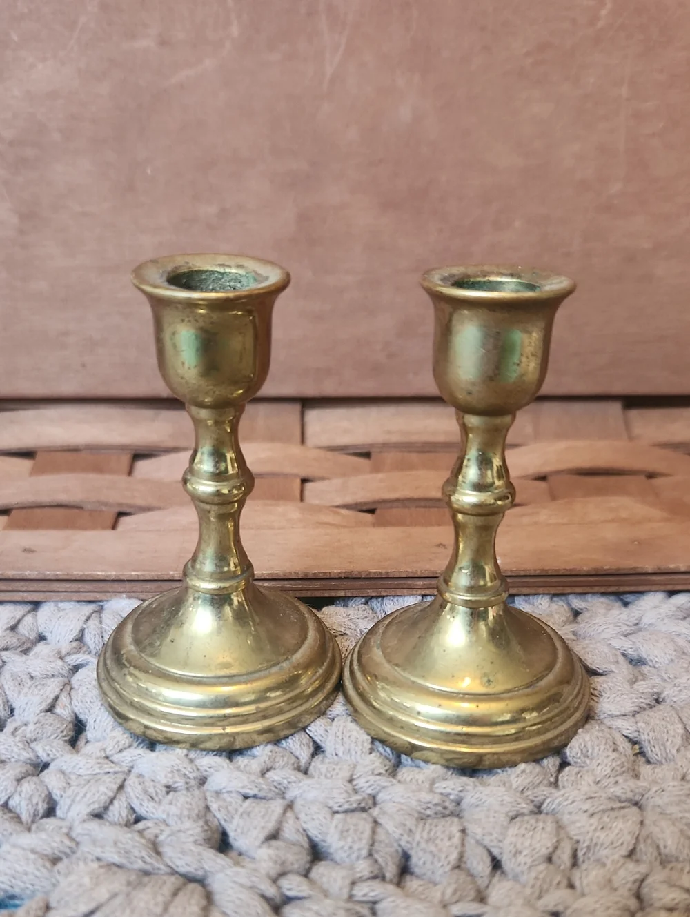 Brass Candle Holder Pair 3